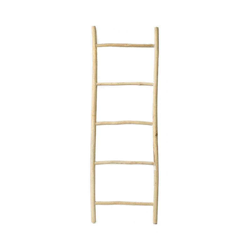 Échelle décorative en teck naturel – Structure asymétrique – H165 cm
