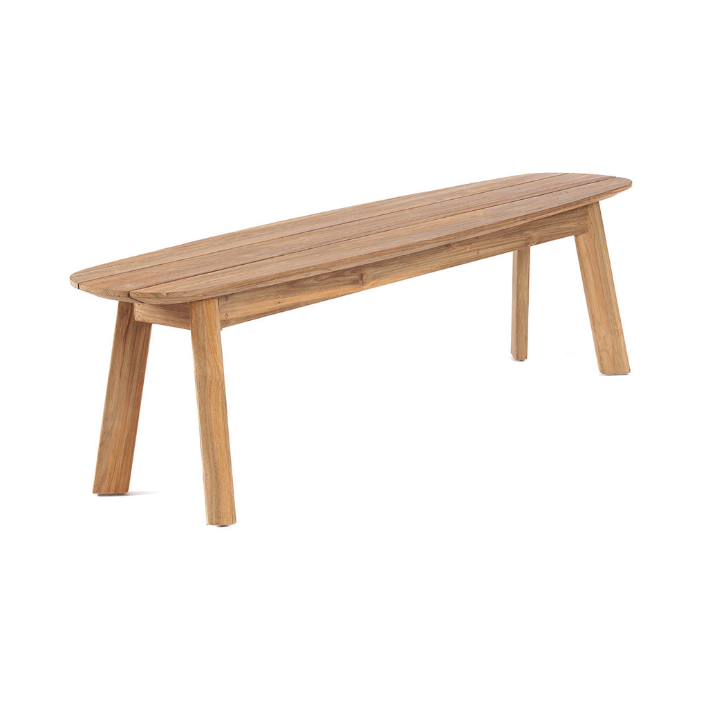 Banc en teck recyclé ovale naturel – 160x40 cm