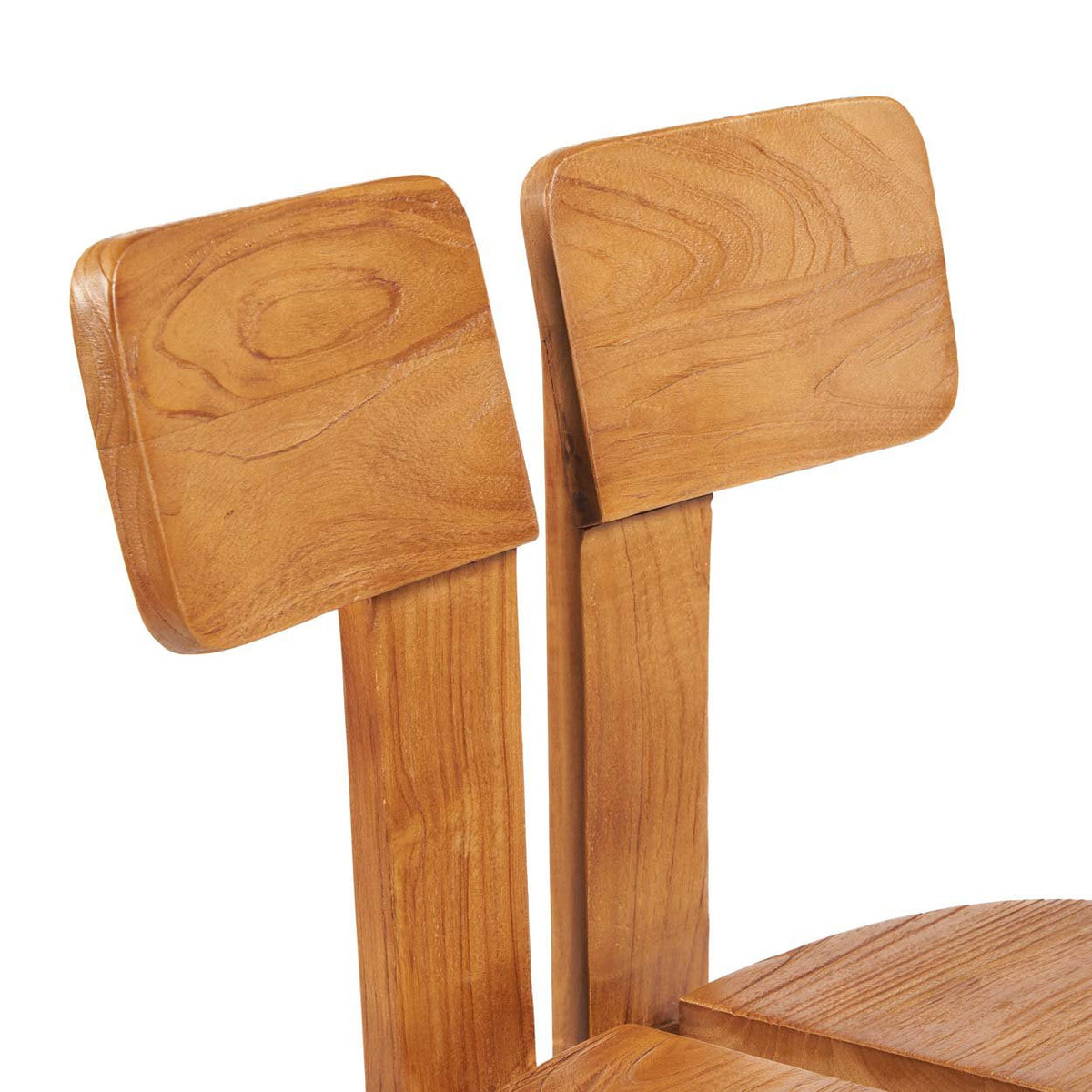 Chaise en teck massif finition naturelle avec dossier sculptural