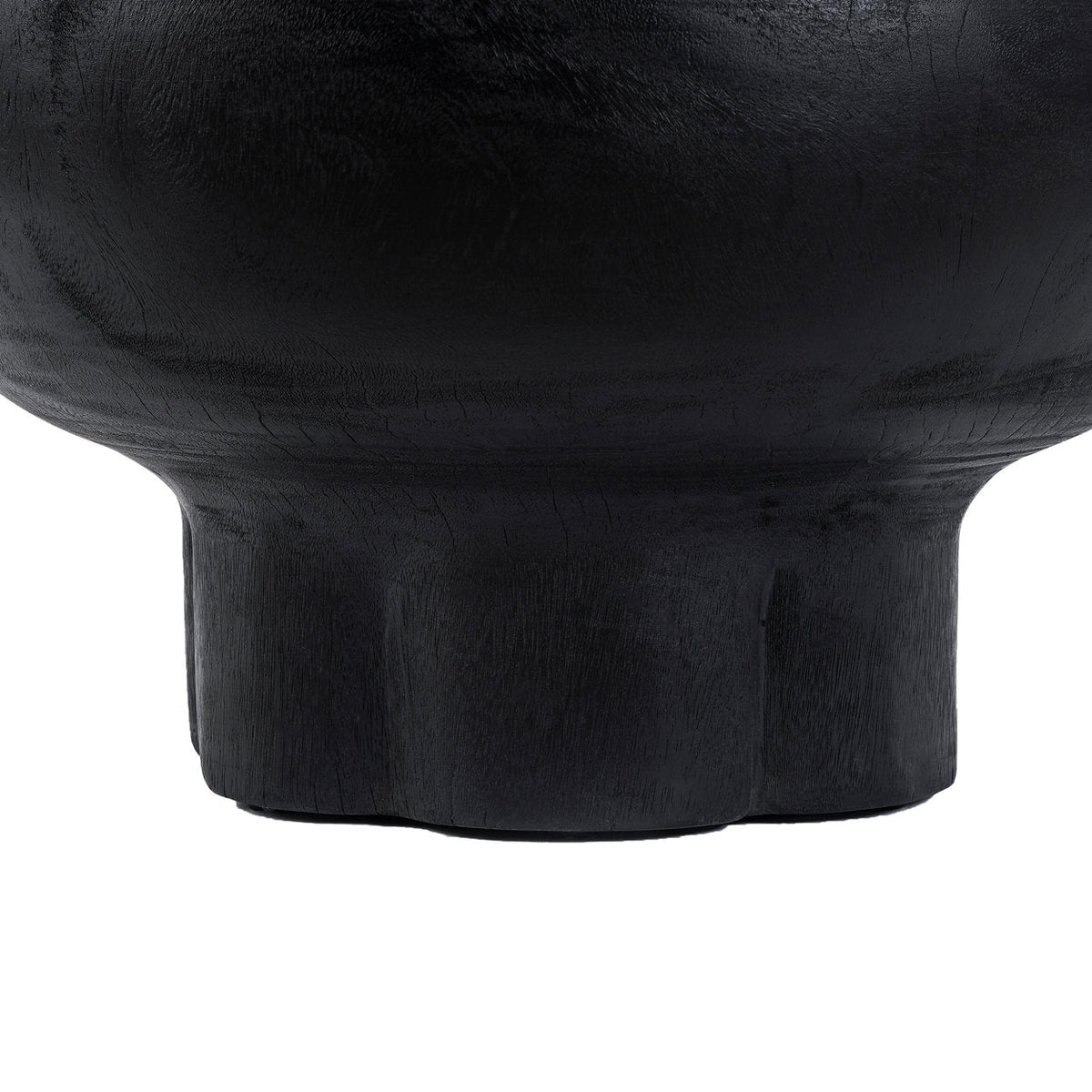 Table basse ronde en bois de suar noir forme champignon – Ø60 cm