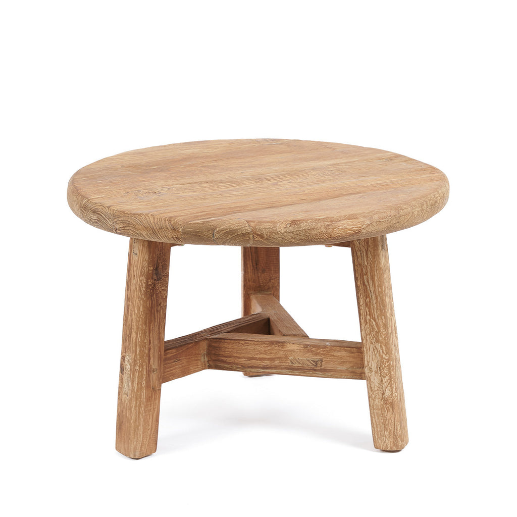 Table basse ronde en bois de teck recyclé naturel pour salon – Ø60 cm