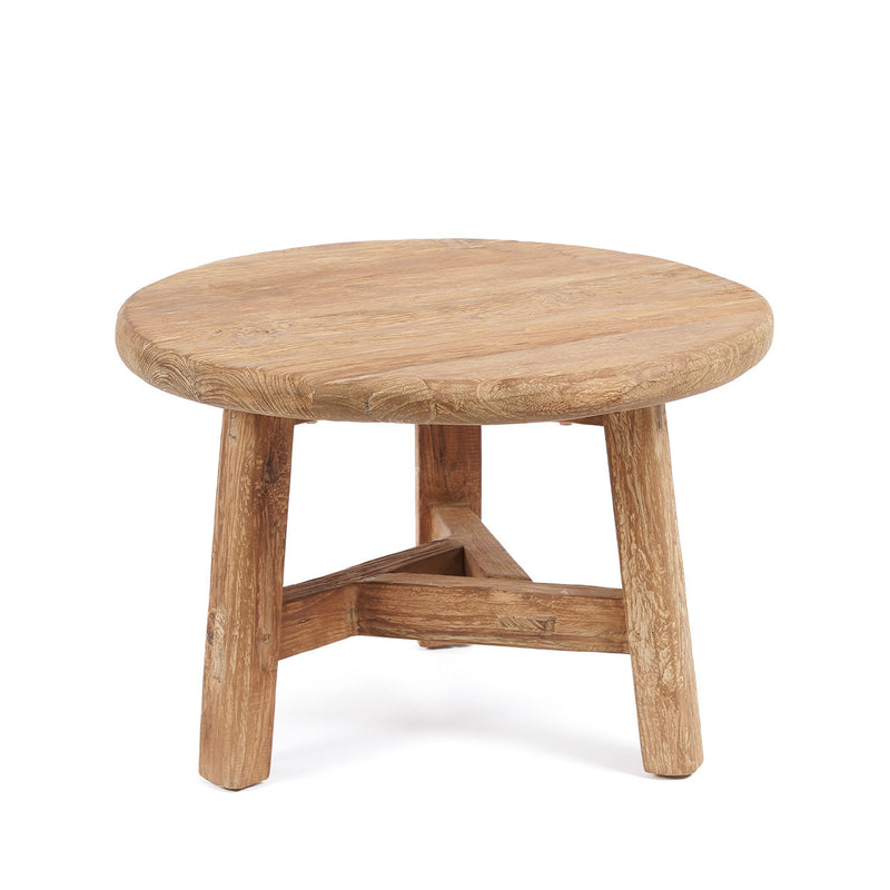 Table basse ronde en bois de teck recyclé naturel pour salon – Ø60 cm