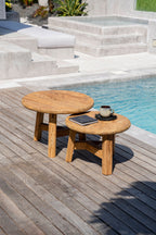 Table basse ronde en bois de teck recyclé naturel pour salon – Ø60 cm