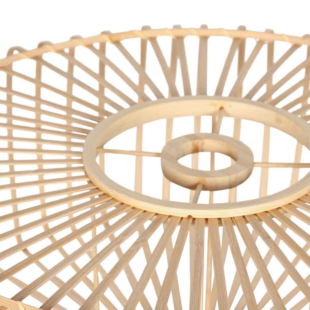 Abat-jour rond en bambou et bois naturel pour suspension – Ø60 cm