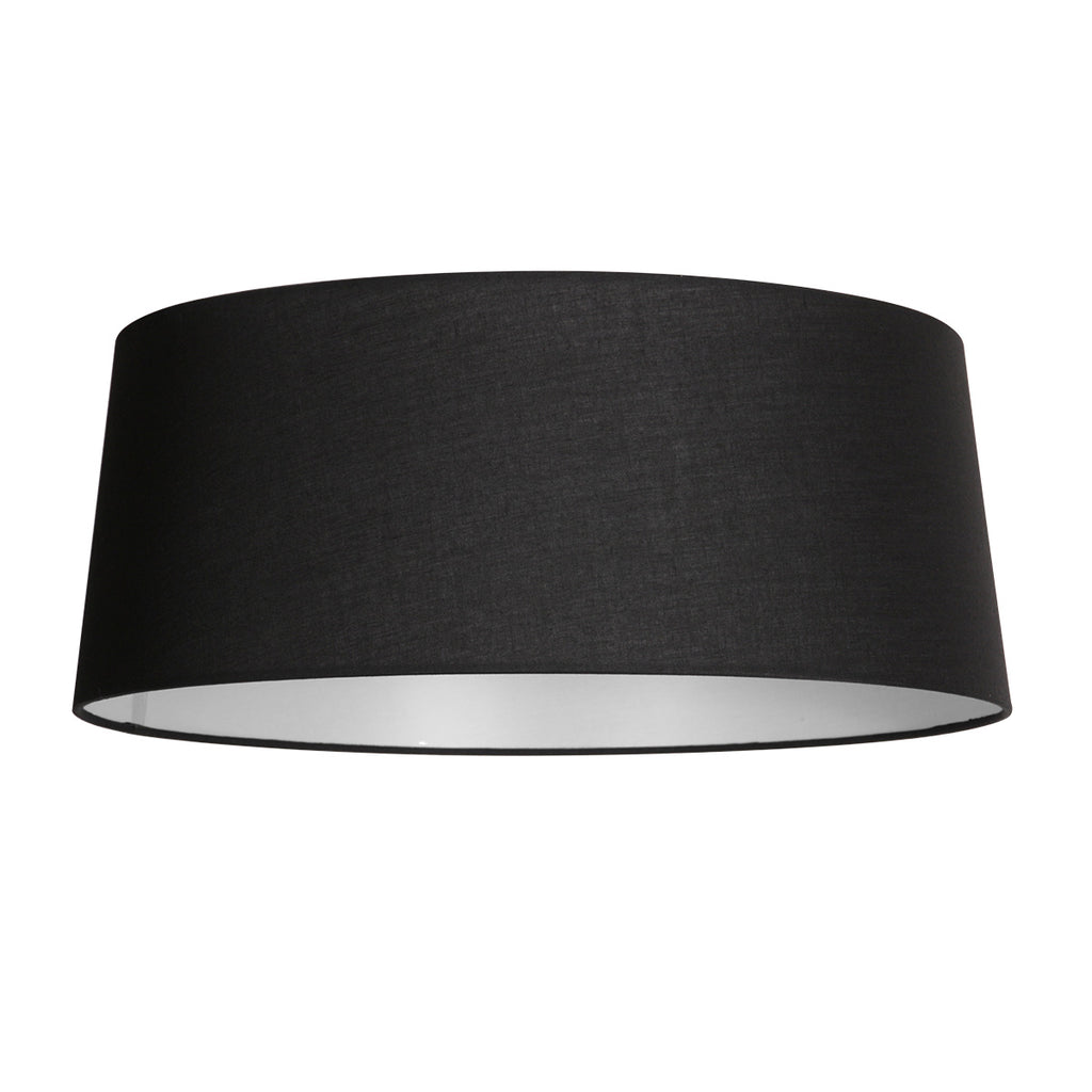 Abat-jour en lin noir intérieur blanc pour suspension ou lampadaire – Ø48 cm