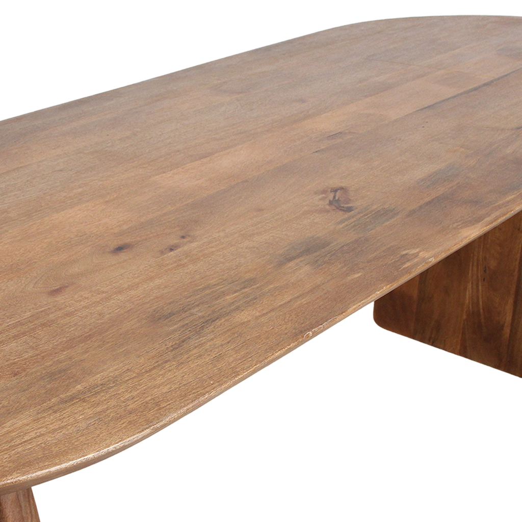 Table à manger en bois de manguier arrondie marron – 180x90 cm