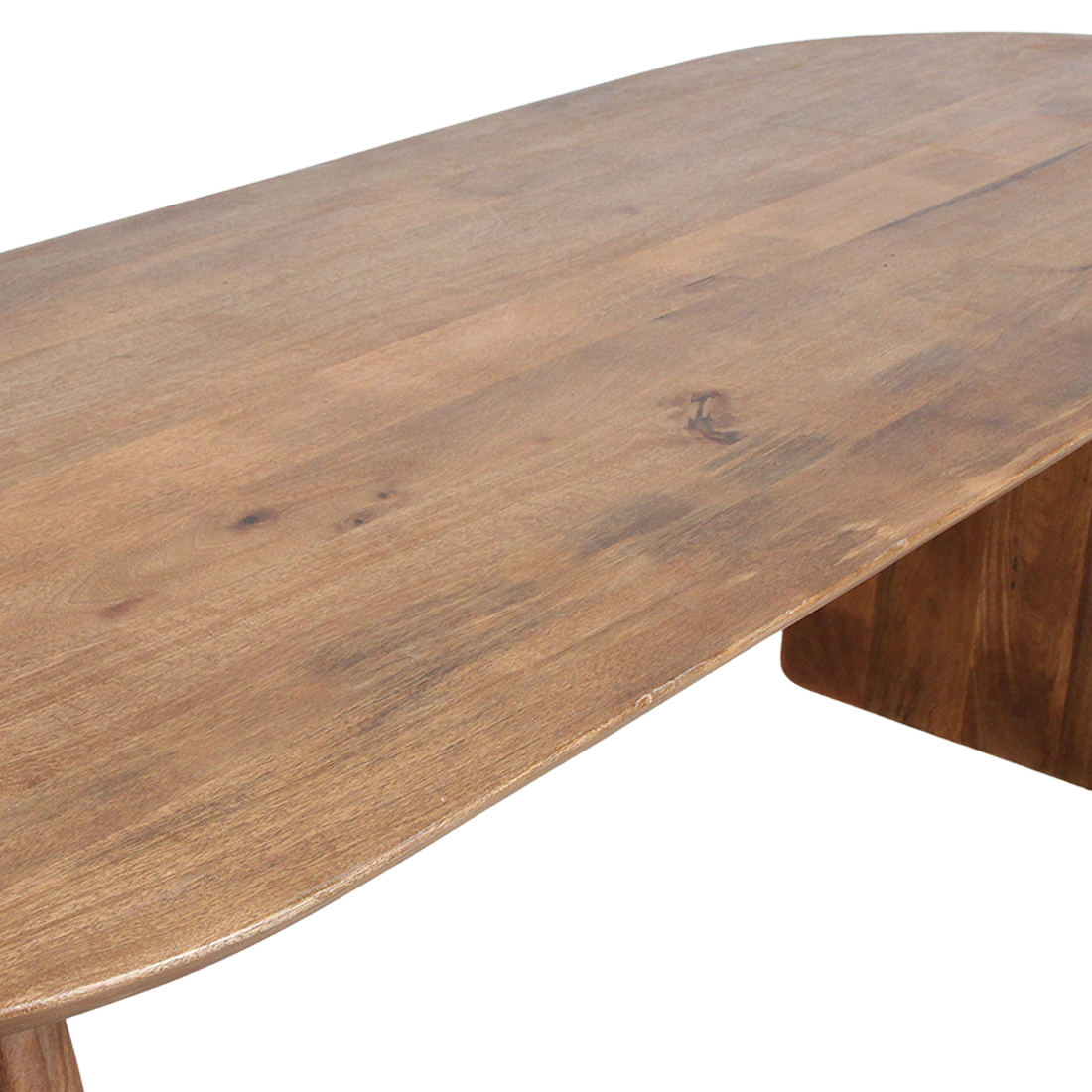 Table à manger en bois de manguier brun formes arrondies – 200x90 cm