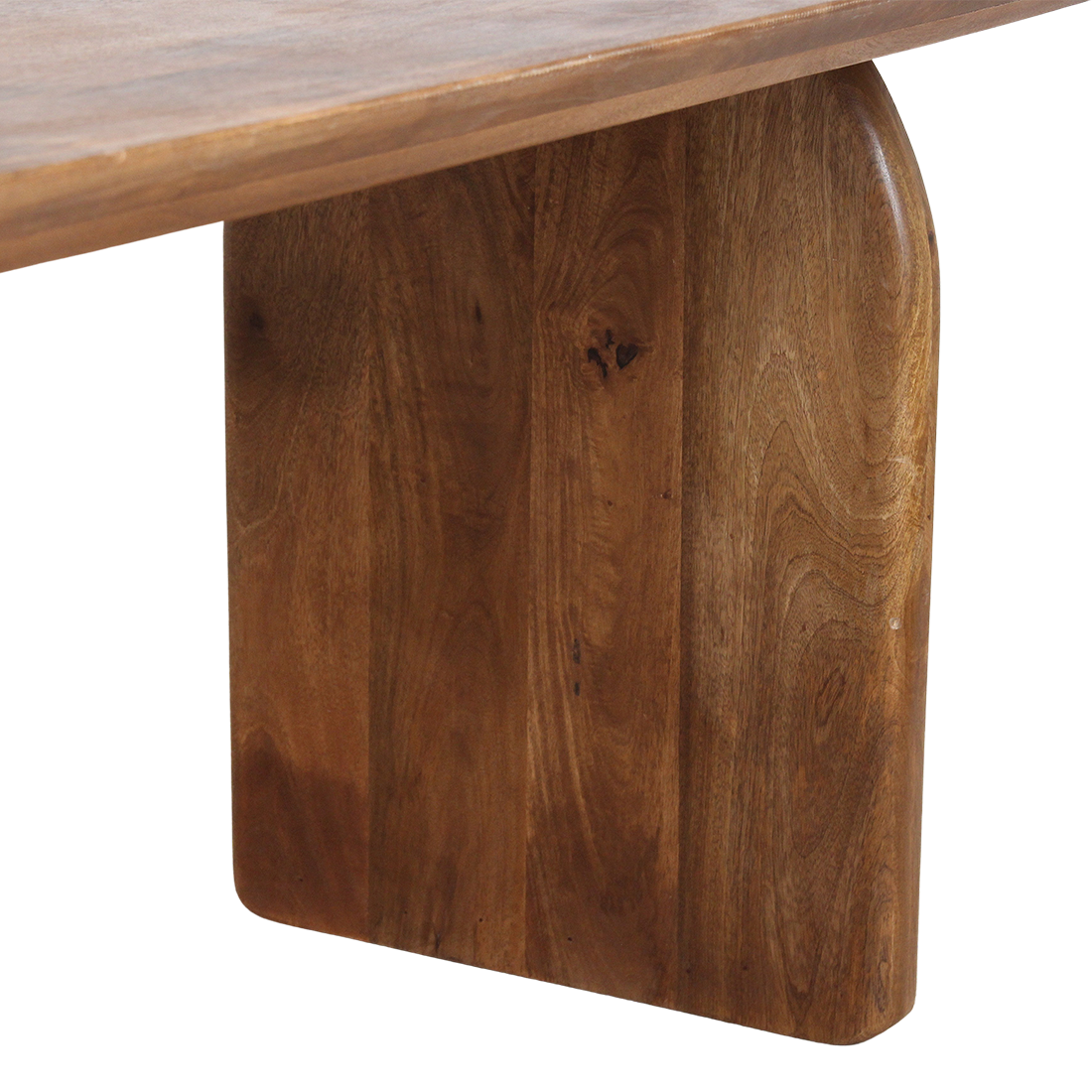 Table à manger ovale en bois de manguier brun piétement plein – 240x90 cm