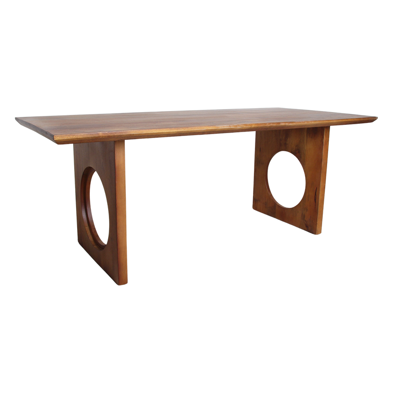 Table à manger manguier brun bords arrondis – 200x90 cm