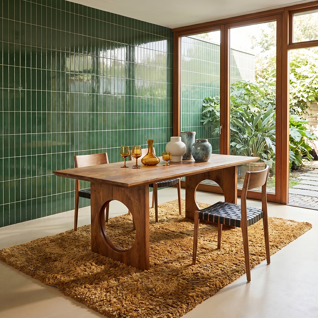 Table à manger manguier brun bords arrondis – 200x90 cm