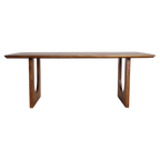 Table à manger manguier bord arrondi sculptural brun – 200x90 cm