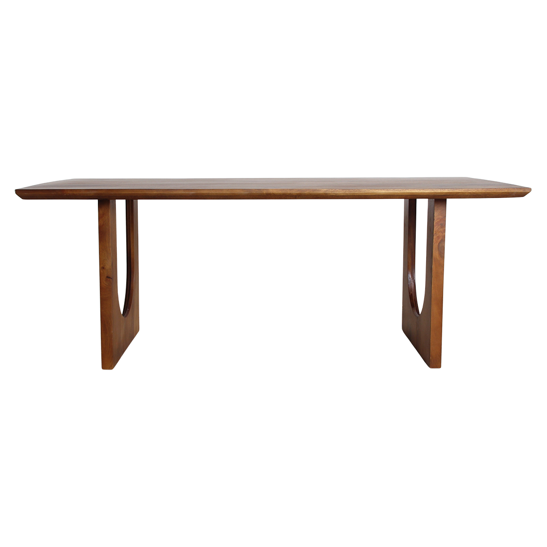 Table à manger manguier bord arrondi sculptural brun – 200x90 cm