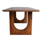 Table à manger manguier bord arrondi sculptural brun – 200x90 cm