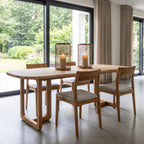 Table à manger en teck recyclé clair pieds arrondis – 200x100 cm
