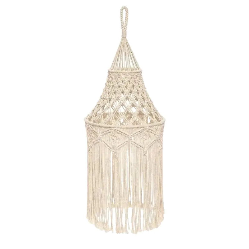 Abat-jour boheme tisse coton fond blanc