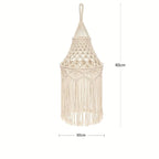 Suspension en macramé, abat-jour bohème tissé en coton, hauteur 80 cm.