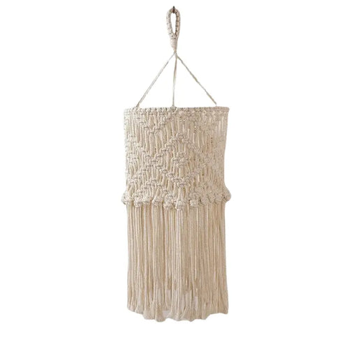 Abat-jour boho en coton tressé fond blanc