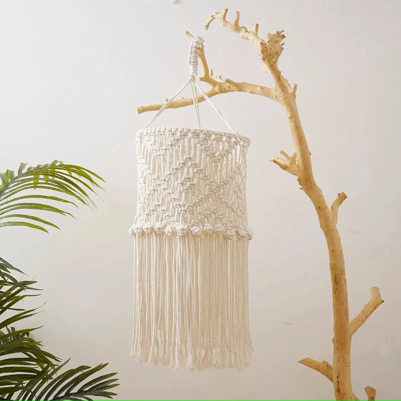 Abat-jour boho en coton tressé