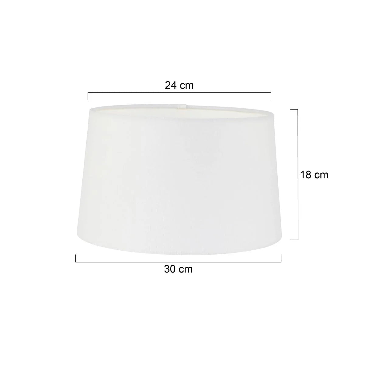 Abat-jour cylindrique en tissu blanc avec dimensions pour intérieur, Ø30 cm