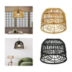 Abat-jour en rotin noir et beige