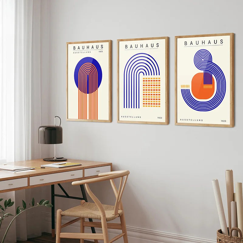 Affiche Bauhaus bleu et orange bureau