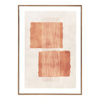 Affiche murale abstraite terracotta et beige, cadre bois 50x70 cm