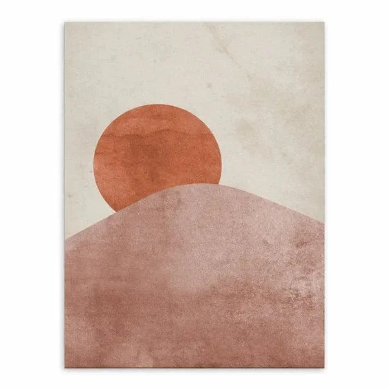 Affiche paysage abstrait en toile tons terracotta - 13x18cm