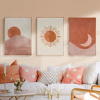 Affiche paysage abstrait en toile tons terracotta
