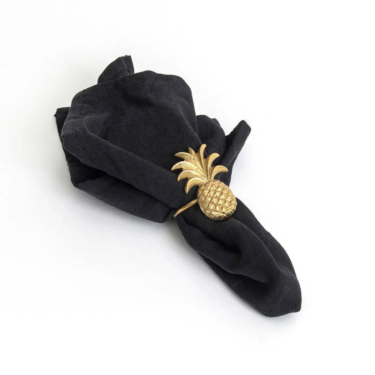 Anneau de serviette en laiton – Motif ananas doré