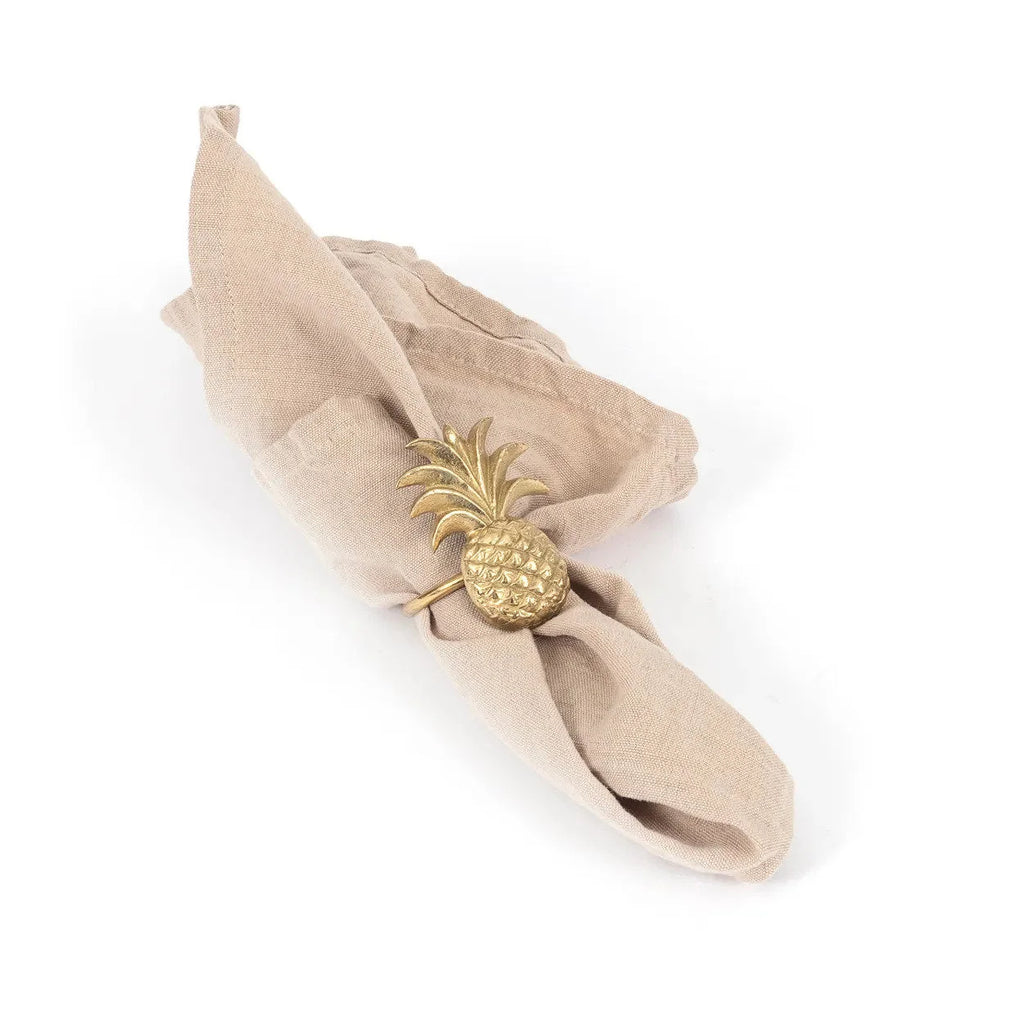 Anneau de serviette en laiton – Motif ananas doré