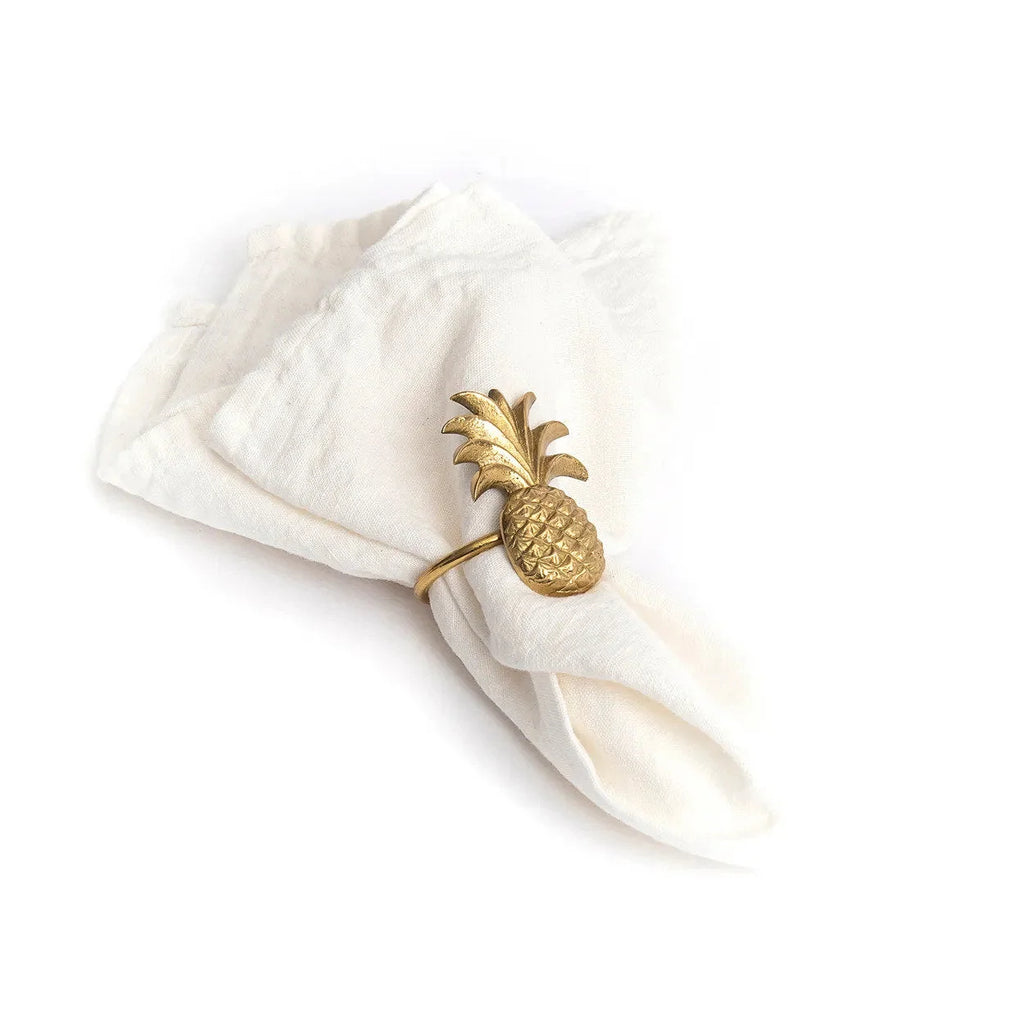 Anneau de serviette en laiton – Motif ananas doré