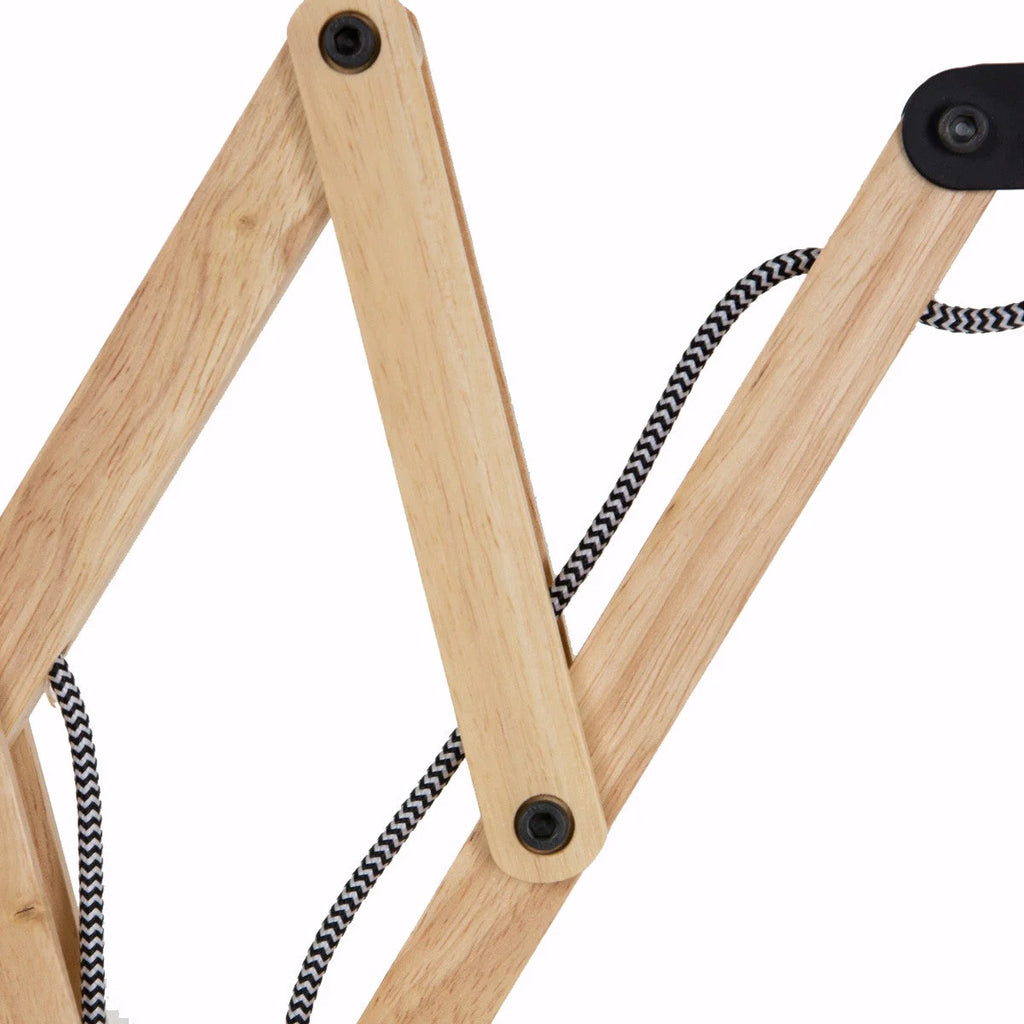Bras articulé en bois pour applique murale avec abat-jour blanc crème Ø20 cm