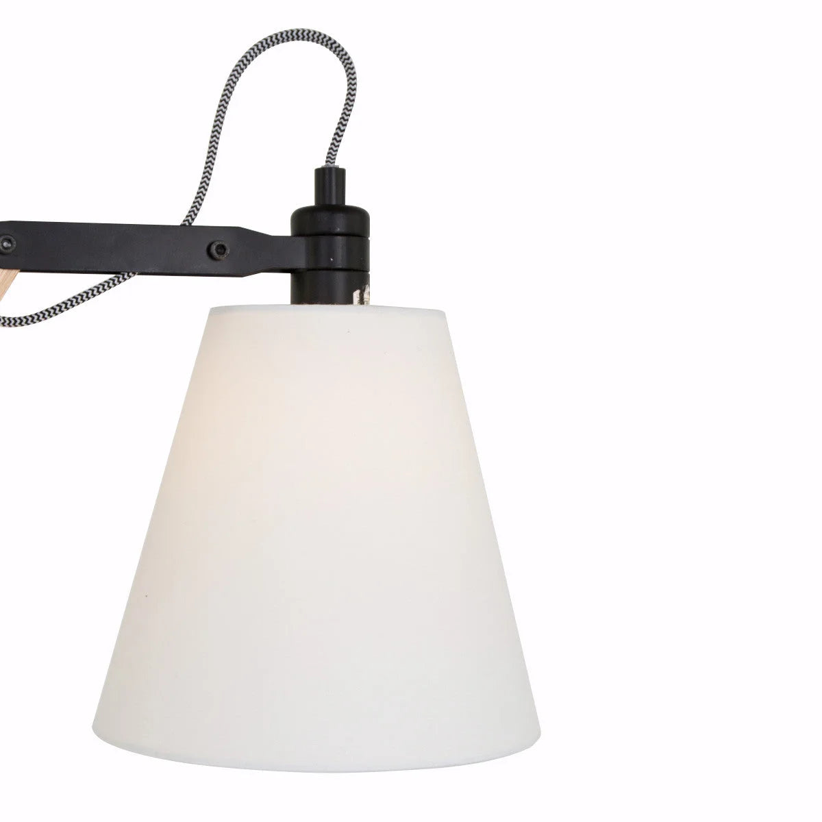 Lampe murale noire et blanche réglable avec abat-jour crème de 20 cm