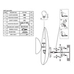 Schéma d’assemblage du luminaire mural doré en métal perforé ovale pour lumière tamisée