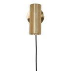 Applique murale en laiton doré H22 cm avec cordon tissu et interrupteur
