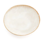 Assiette creuse en grès émaillé crème bord doré artisanale texturée