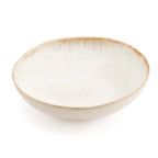 Assiette creuse en grès émaillé crème bord doré artisanale rustique