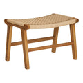 Tabouret bas en bois naturel et corde tressée beige, 60x40 cm