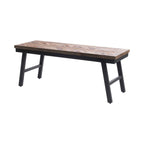 Banc pliable bois teck et métal noir – 110x40 cm