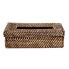 Boîte à mouchoirs en rotin tressé brun naturel rectangulaire