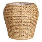 Cache-pot rond en jacinthe d’eau tressée beige miel Ø34,5 cm