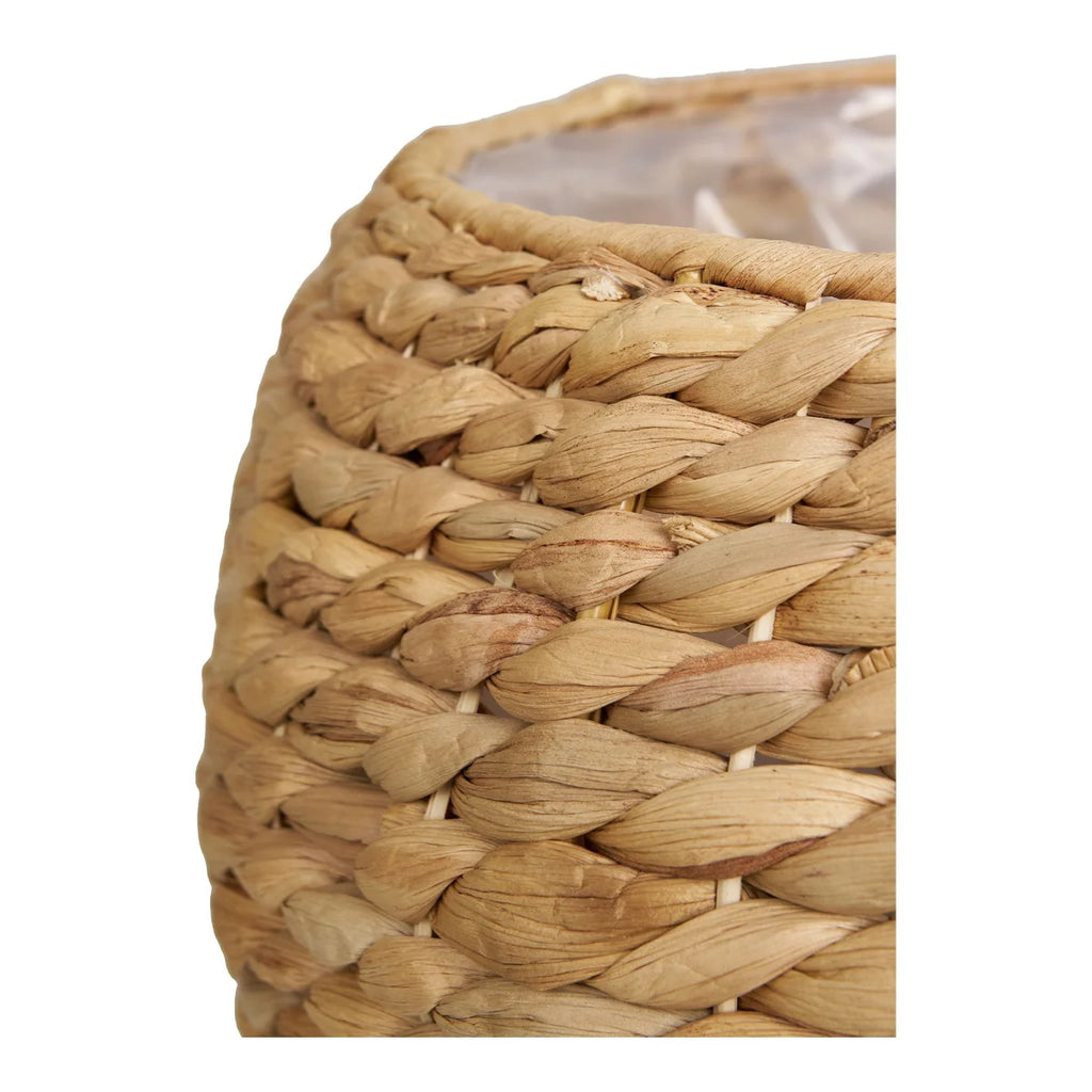 Cache-pot rond en jacinthe d’eau tressée beige miel Ø34,5 cm