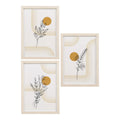 Set de 3 cadres déco murale bois clair motifs graphiques botaniques