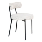 Chaise bouclée blanc cassé et pieds noirs, set de 2, moderne texturée
