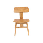 Chaise en teck naturel avec assise courbée et piètement compas renforcé