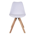 Chaise blanche moulée avec pieds en bois clair, set de 2