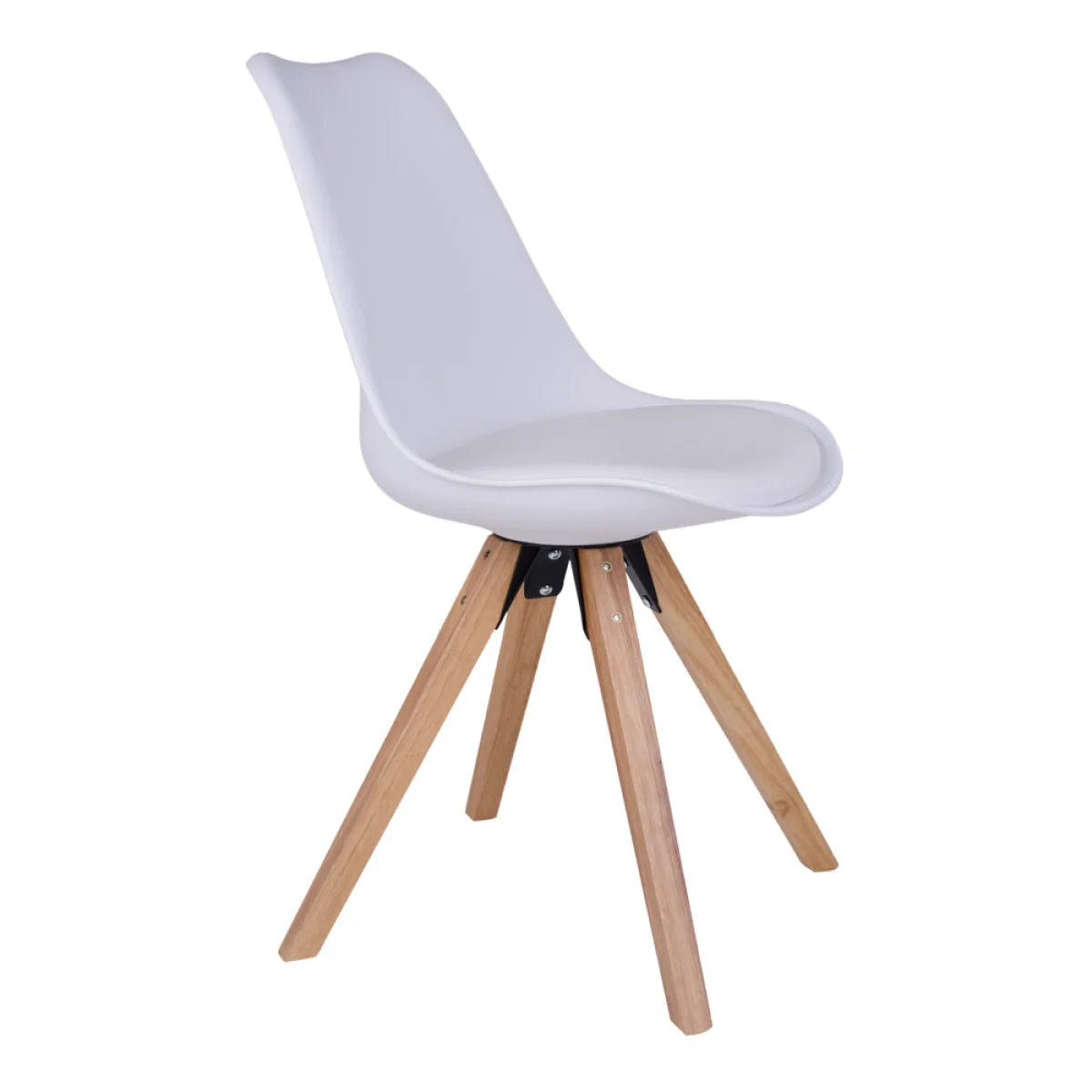 Chaise de salle à manger blanche moulée pieds bois clair set de 2