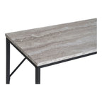 Table basse effet pierre grise avec pieds métal noir, 110x26 cm