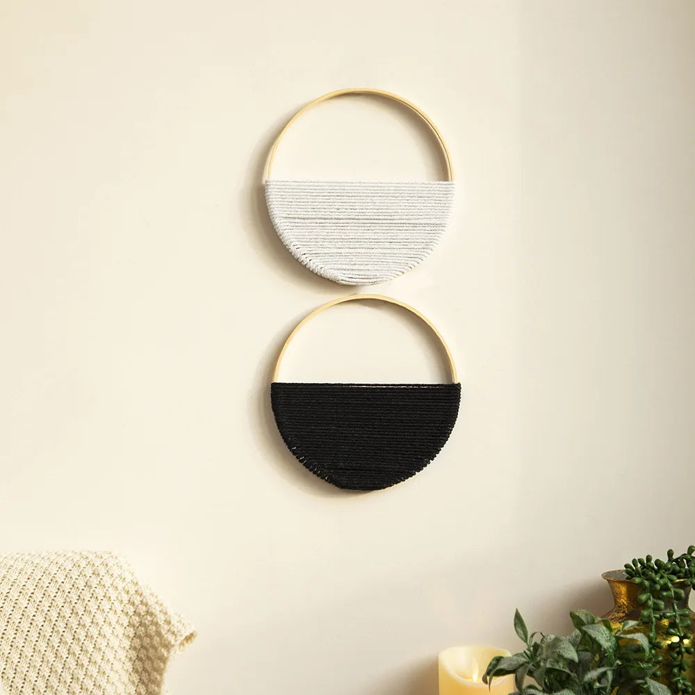 Déco murale ronde en macramé lot de 2 variante 2