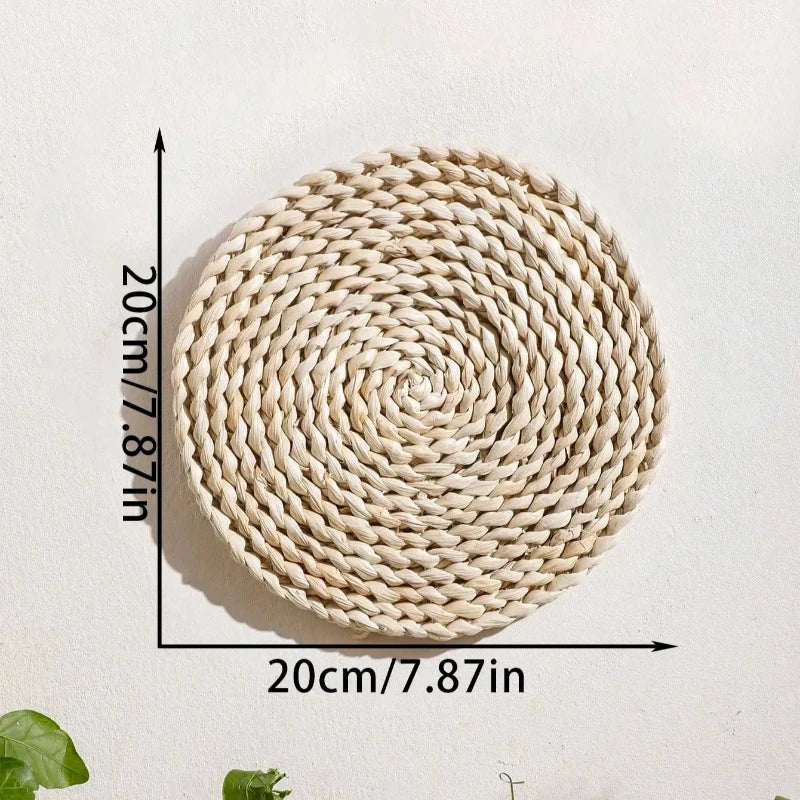 Déco murale en rotin tressé blanc noir variante 5